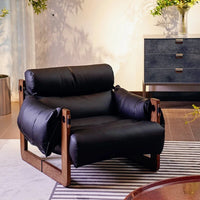 Jersey Leisure Chair Antique Style Wax Leather Single Sofa Chair Home Recliner