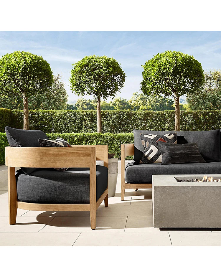 Italian Style Simplicity Waterproof and Sunscreen Garden Sofas Teak Modern Garden Sofas Designer Outdoor Furniture Divano HBOS