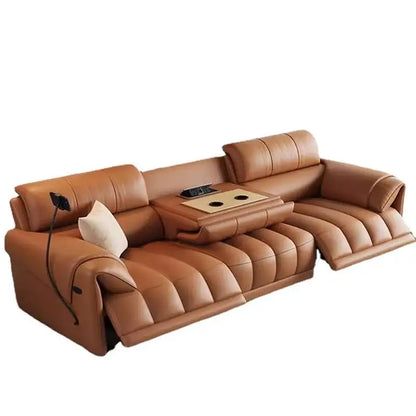 Relaxing Genuine Leather Sofa Living Room Electric Reclining Italian Sofa Lounge Luxury Divano Soggiorno Furniture Home
