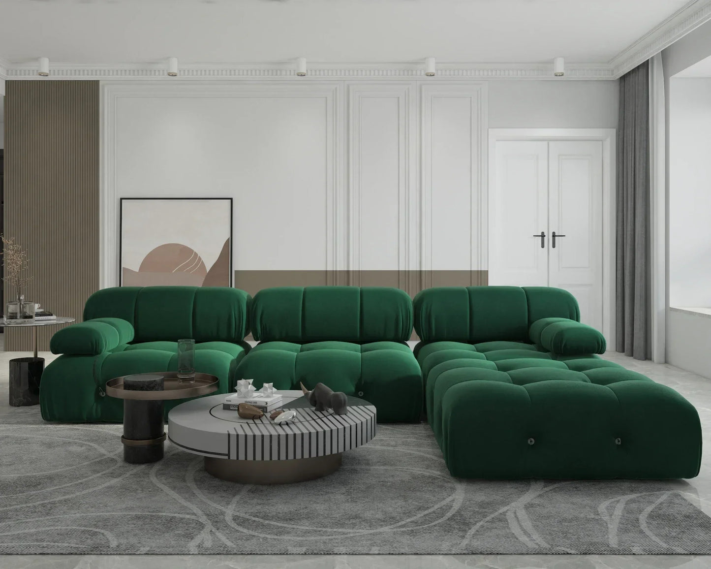 Nordic l shape Sectional sofa With Ottoman Modular Combination Velvet Modular Sofas Long Couch