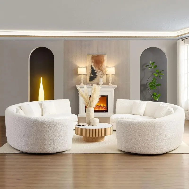 Modern Oversize Curved Sectional Sofa for Living Room,Home Office,Rearrangeable Modular Rounded Couch Cream-White