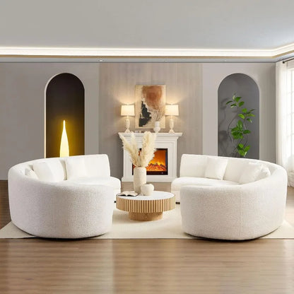 Modern Oversize Curved Sectional Sofa for Living Room,Home Office,Rearrangeable Modular Rounded Couch Cream-White