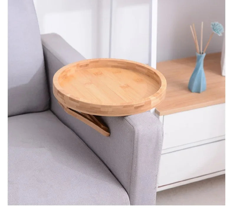 Storage Tray Table Sofa Armrest Clip-On Trays Natural wooden Sofa Tray Practical TV Snack Trays for Remote Control Drink Snacks