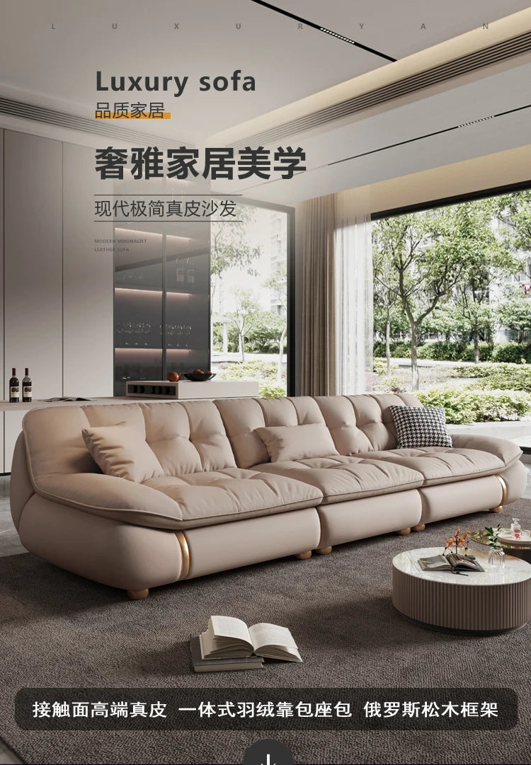 Aesthetic Classic Living Room Sofas White Real Leather Luxury Soft Sofa Lounge Lazy Modern Woonkamerbanken Furniture For Home