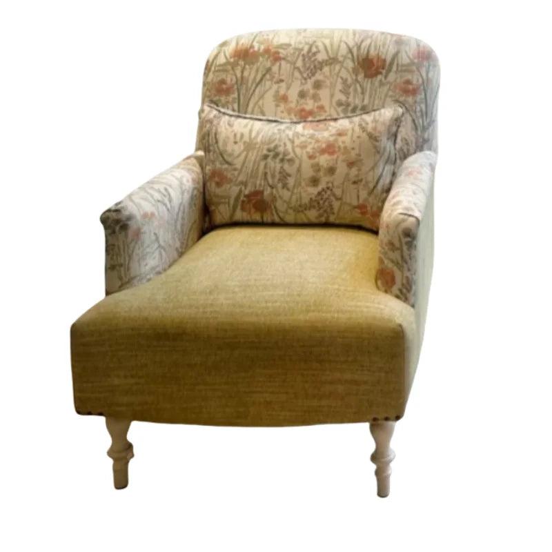 French Retro Cotton and Linen Fabric Sofa Small Apartment Living Room Bedroom Reception Chair Casual Single Sofa Chair