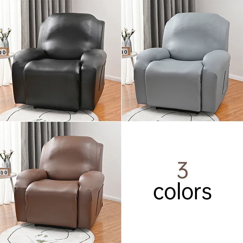 Waterproof PU Leather Recliner Sofa Cover Elastic All-inclusive Chair Covers Oil-proof Armchair Slipcovers Furniture Protector