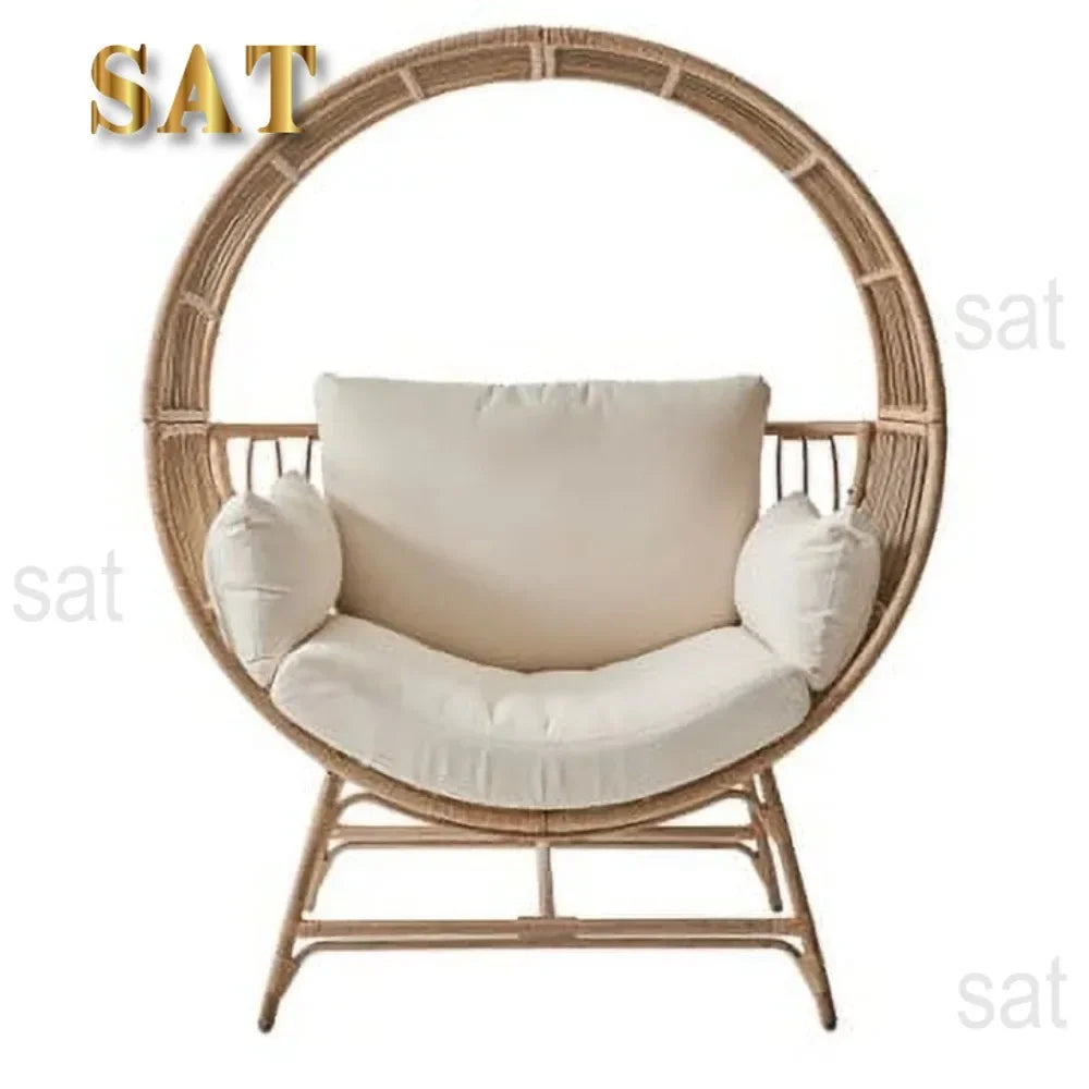 #x New  Bellamy Round Wicker Outdoor Egg Chair, Beige