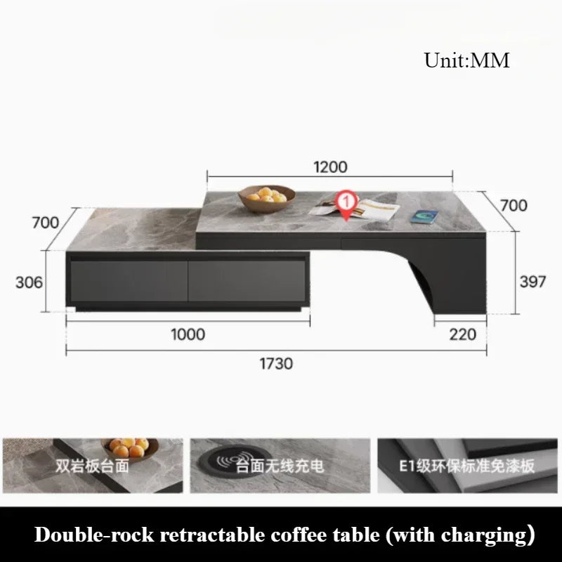 Extendable Nordic Luxury Coffee Table Multi Function Storage Sofa Modern Coffee Table Smart Design Beistelltisch Home Furniture