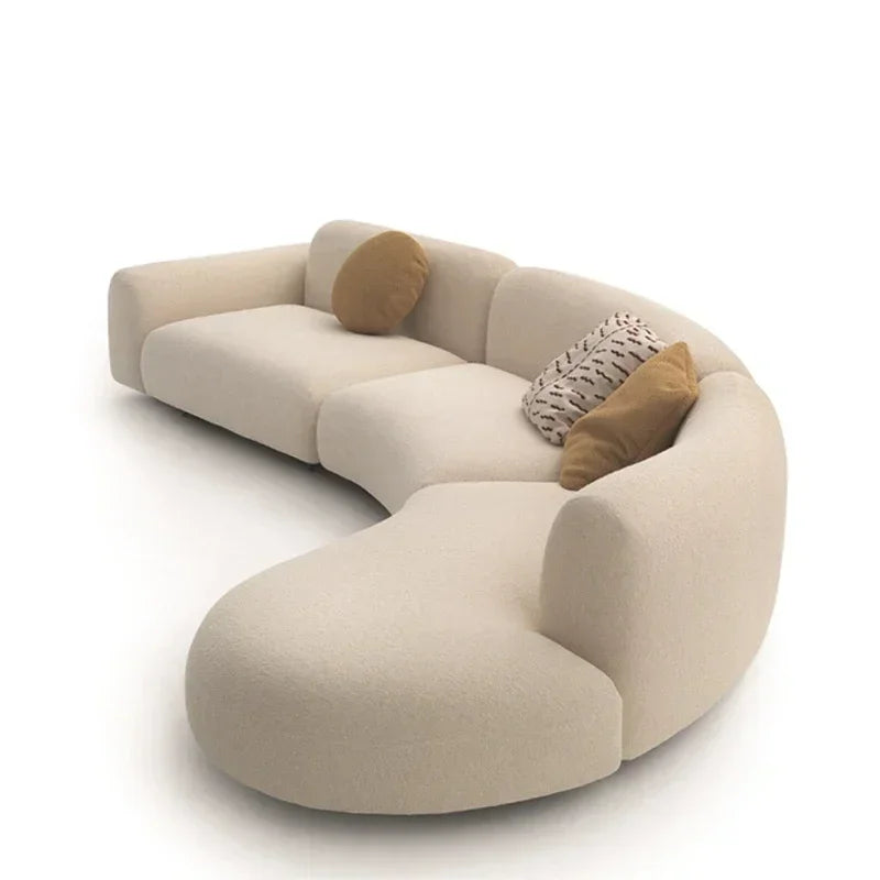 Reception living room sofa white curve unique living room sofa lazy artificial ergonomics