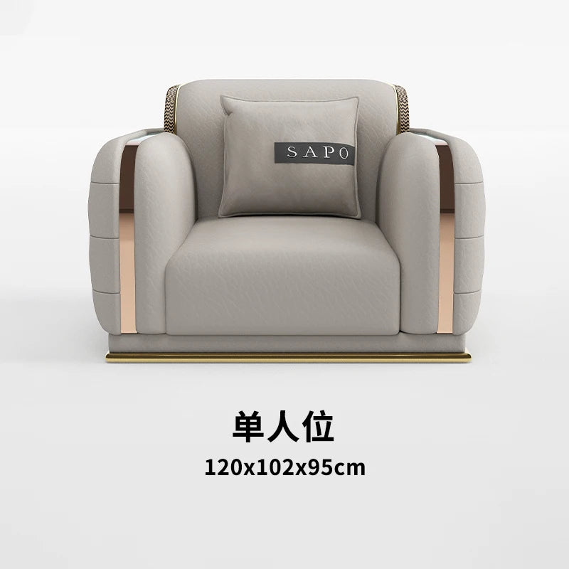 For Luxury Fancy Living Room Sofa Genuine Leather Designer Italian Sofa Loveseat Single Canape Salon De Luxe Apartment Furniture