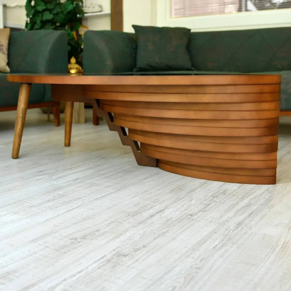 Meubles de salon en noyer naturel, table basse moderne faite à la main, menuiserie, décoration de bord solide