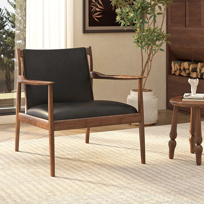 Solid wood medieval single sofa chair designer retro sofa hotel bed and breakfast living room balcony casual armrest chair