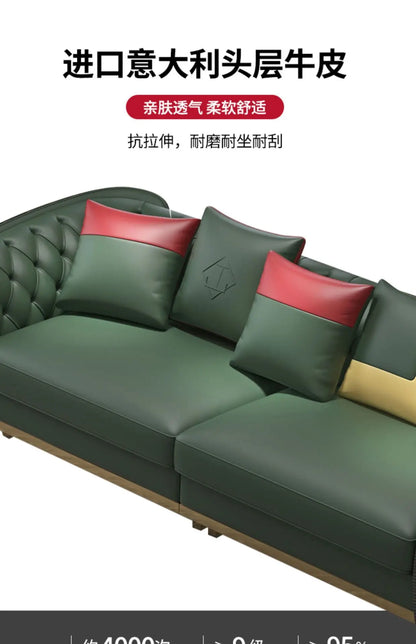 Italian luxury light luxury leather buckle sofa post-modern living room size apartment villa designer new sofa