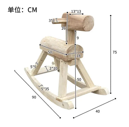 Anti-corrosive solid wood rocking horse carbonized wood rocking chair adult decoration kindergarten outdoor toy Trojan horse