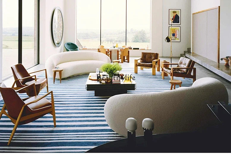 Whole house furniture Nordic Light Luxury Minimalist Cashew Sofa Designer Curved Living Room Fabric Craft Sofa Combination