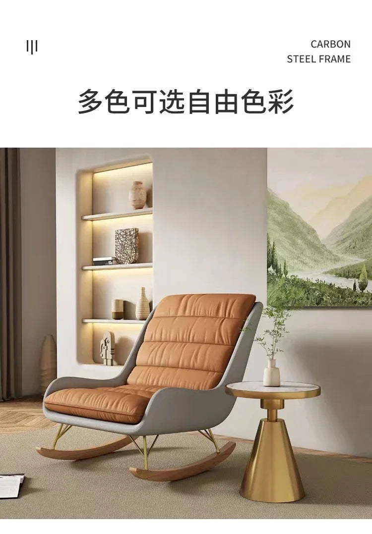 Nordic Rocking Chair Recliner Light Luxury Single-Seat Sofa   Home Lazy Fabric Sofa   Balcony Living Room Leisure Chair