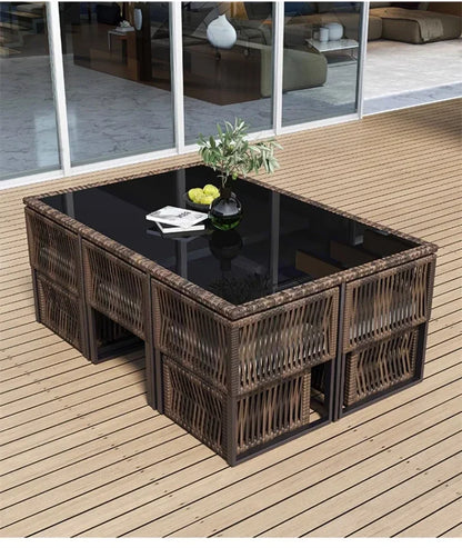 Terrace Garden Rattan Outdoor Chair Leisure Tea Table Patio Outdoor Furniture Set Outdoor Table and Chairs Garden Furniture Sets