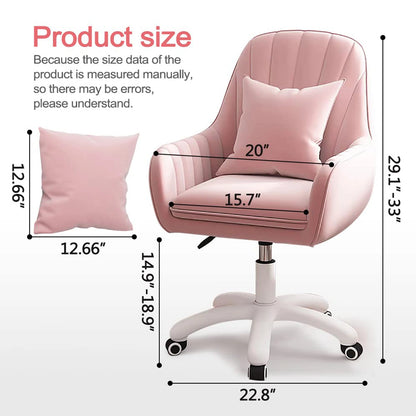Home Office Chair Computer Chair with Mid-Back Upholstered Modern Tufted Task Chair Swivel Height Adjustable Velvet Chair.