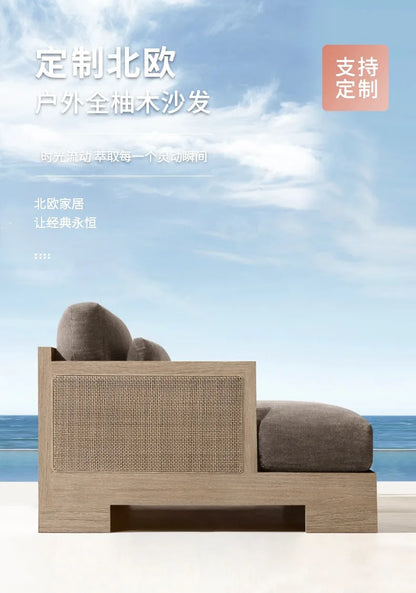 Customizable outdoor teak sofa patio rattan chair