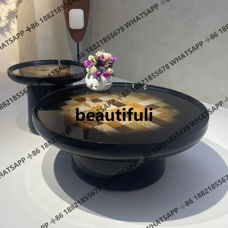 Italian minimalist creative round coffee table coffee table household light luxury negotiation table H