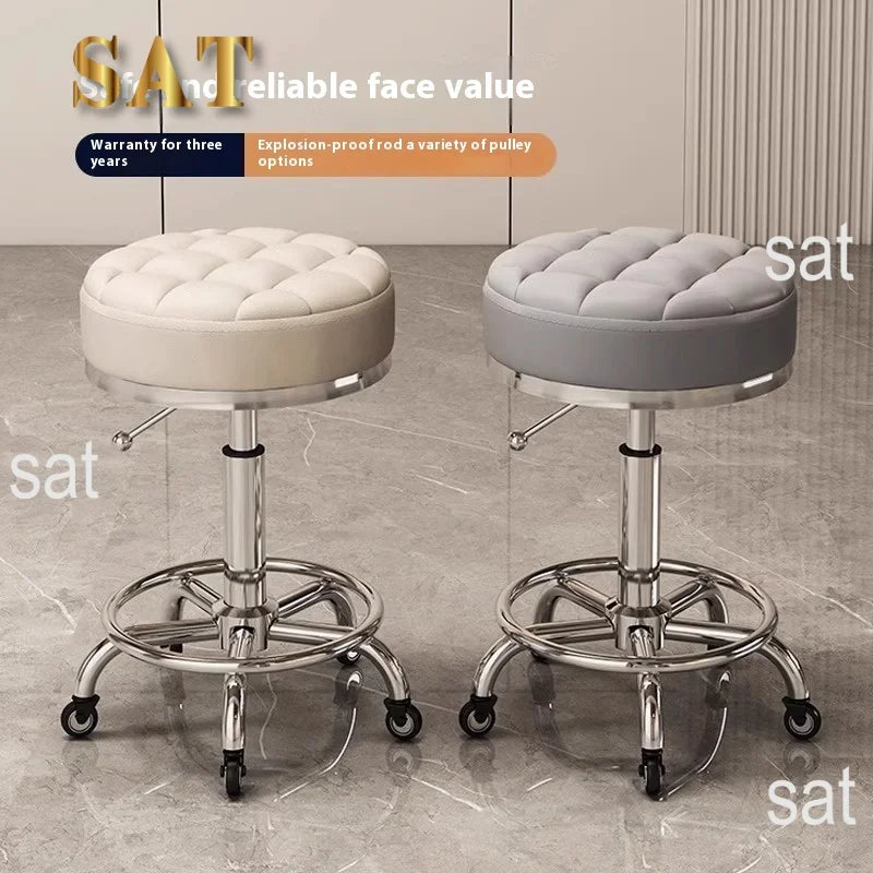 Household beauty stool, metal industrial hair chair with rotating lift pulley, suitable for salons and barber shops