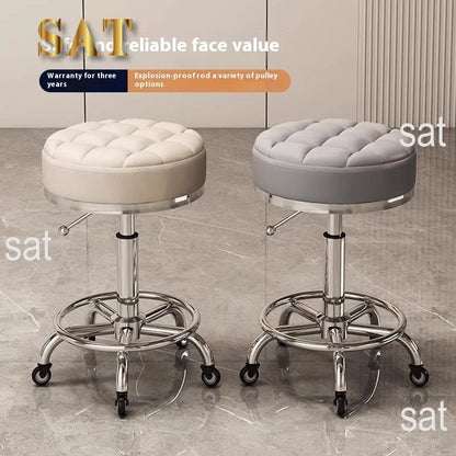 Household beauty stool, metal industrial hair chair with rotating lift pulley, suitable for salons and barber shops