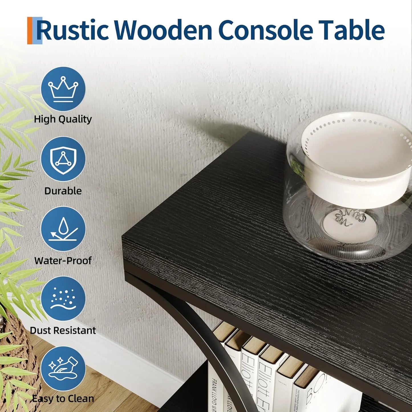 39" Narrow Console Tables for Entryway, Industrial 3-Tier Sofa Table with Metal Frame and Storage Shelves for Living Room,Foyer