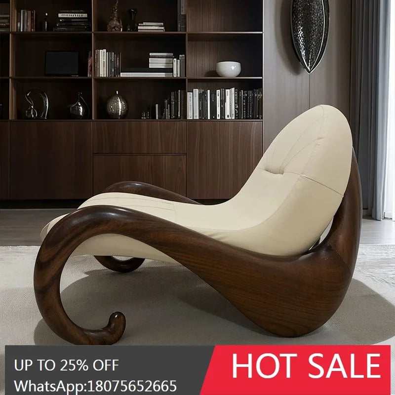 SGF Sofa Chair Creative Single New Italian Minimalist Genuine Leather Leisure Recliner