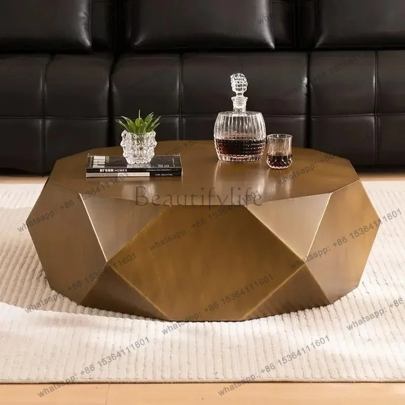 D36Light luxury modern simple living room home new designer special-shaped stainless steel creative coffee table