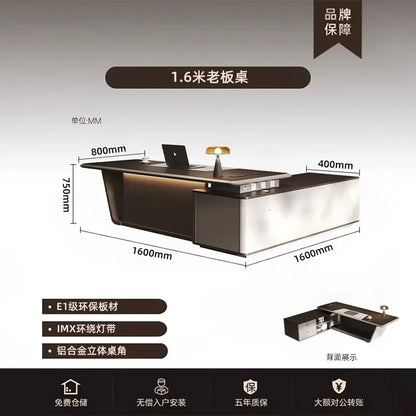 High Quality Light LuxuryOffice Desk Boss L Shaped Work Manager Computer Desks Executive Shelf Escritorio Oficina Furniture