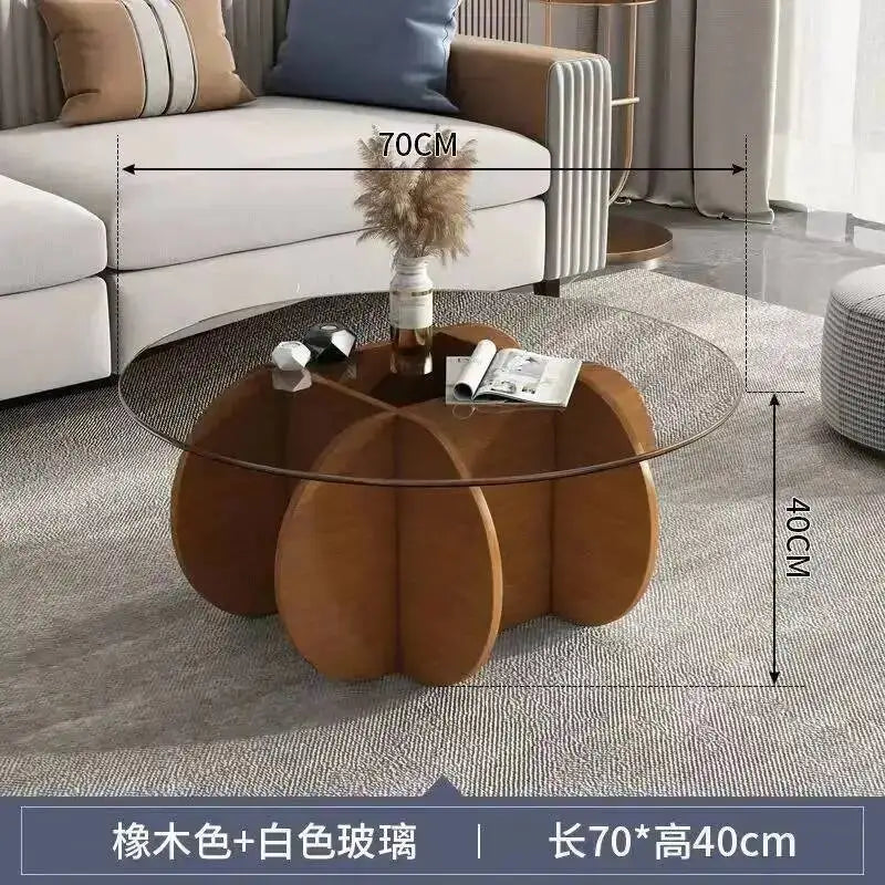 Table basse de salon ronde en verre trempé, design créatif, résistante aux hautes températures, style luxe