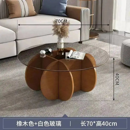 Table basse de salon ronde en verre trempé, design créatif, résistante aux hautes températures, style luxe
