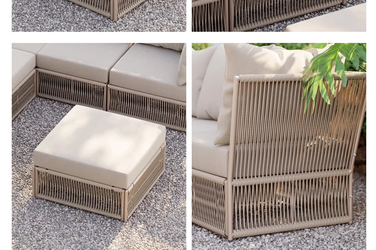 Nordic outdoor rattan furniture courtyard terrace leisure rattan chair villa hotel garden simple waterproof sofa combination