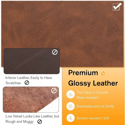 Brown Premium 3-Seater Faux Leather Sofa with Tufted Back & 2 Pillows for Living Spaces