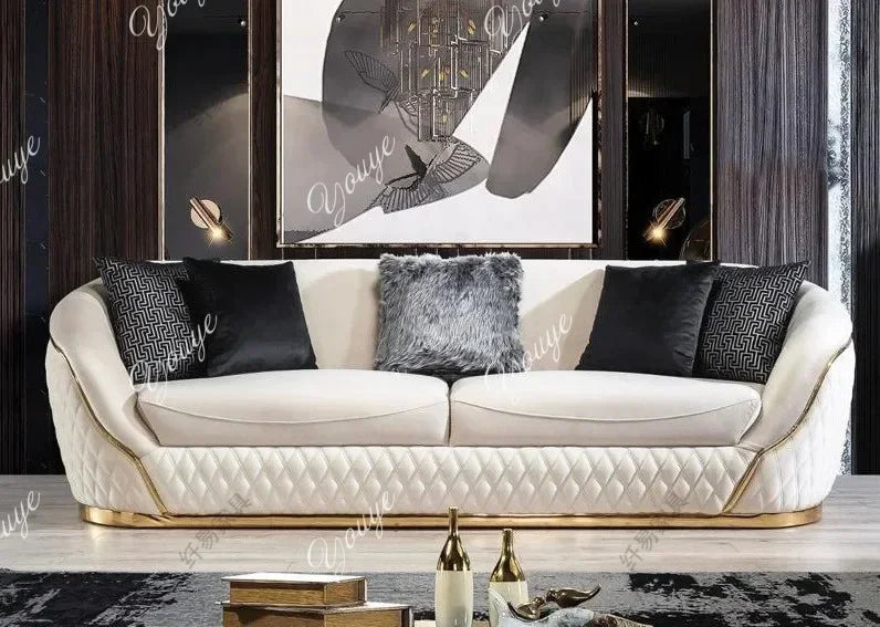 V Y European Velvet Sofa Modern Simple Size Apartment Living Room Italian Light Luxury Leather Straight-row Sofa Combination
