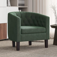 Green Accent Chairs for Living Room, Elegant Arm Chair Upholstered Tufted Barrel Chair Club Chair for Bedroom