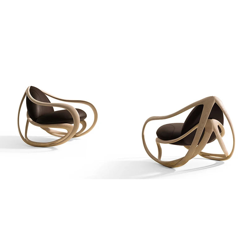 Nordic modern walnut, sofa chair, living room model house light luxury, special-shaped leisure single, fiberglass rocking chair