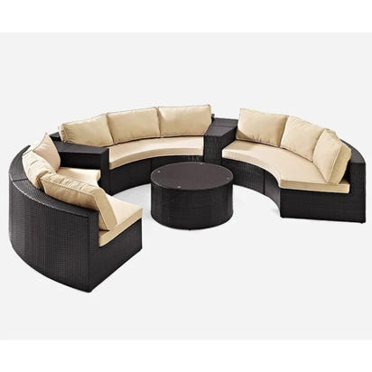 Outdoor sofa combination garden terrace leisure rattan circular courtyard outdoor open-air rattan chair sun room rattan sofa