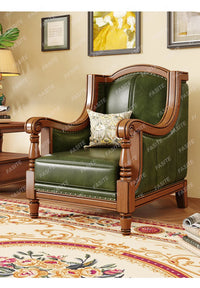 American leather sofa solid wood retro sofa 123 combination first layer cowhide living room villa