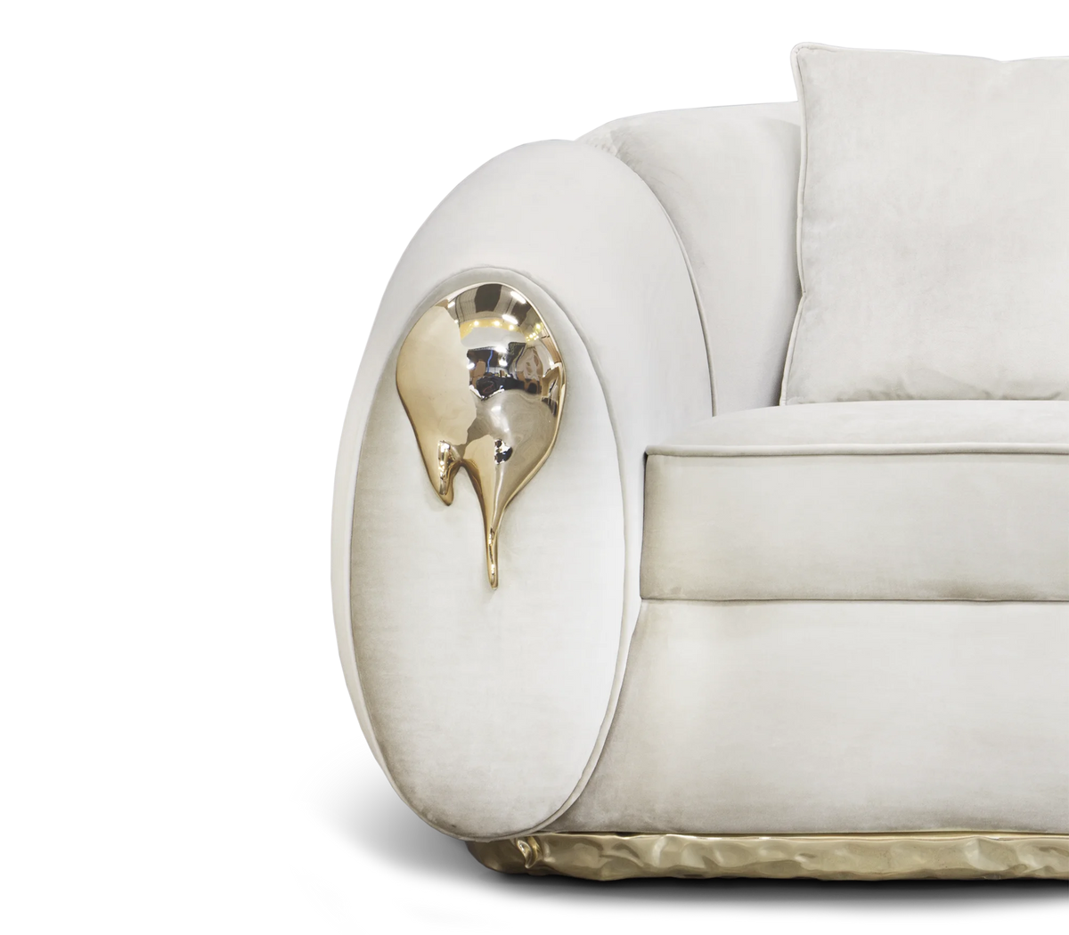 High End Home Furniture Customized Italian Design Luxury Curved Couch Living Room Sofa Set Modern Brass Base Nubuck Fabric Sofa