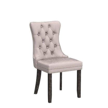 Velvet Dining Chairs Set of 4, Upholstered Dining Room Chairs with Ring Pull Trim and Button Back, Luxury Tufted Dining Chair fo