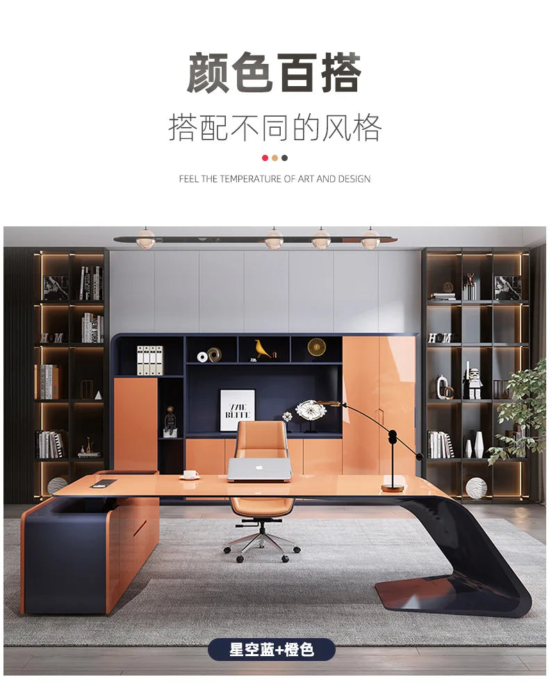 Fashionable Creative Office Desk Light Luxury Supervisor Manager Office Desk Accent Art Office Furniture Der Schreibtisch XYOD