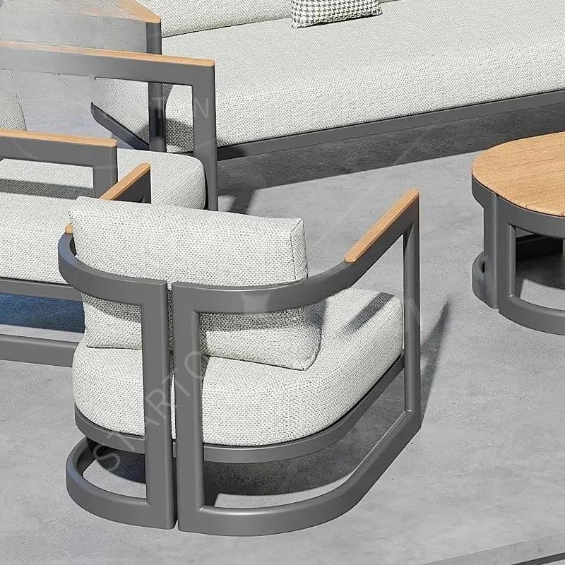 Modern Hotel Villa Outside Wear-Resistant Aluminum Frame Garden Sofa Outdoor Patio Furniture Sofas Set With Waterproof Cushion