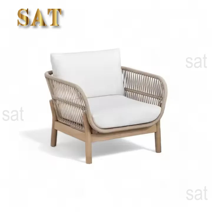 Hot Sales Teak Wood Rope Sofa Set For Home And Outdoor For Living Room Courtyard Hotel Villa Farmhouse