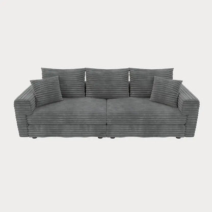 82.7" Plush Corduroy 3-Seat Sofa, Modern Comfy Upholstered Cloud Couch, Deep Seat Lounge Chair with Soft Pillows for Living