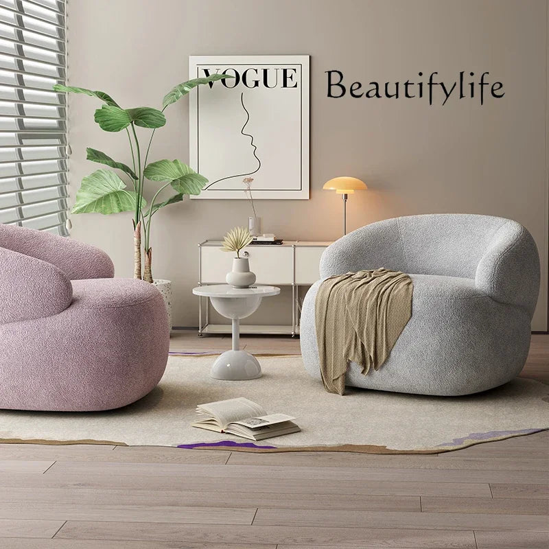 Italian light luxury fabric rotating leisure chair balcony single Nordic modern minimalist designer living room sofa