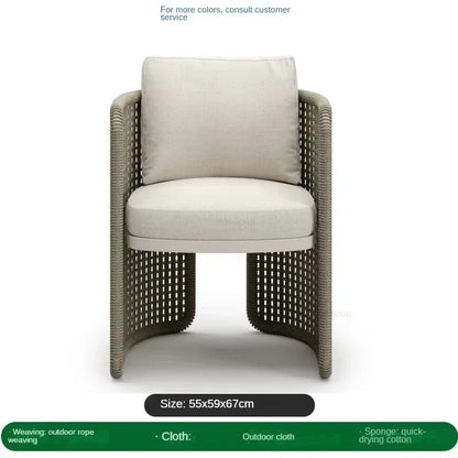 Luxury Rattan Outdoor Sofas Retro Garden Furniture Leisure Home Balcony Patio Set Nordic Rainproof and Sunproof Rope Sofa Chair