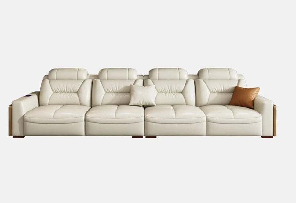 Premium  Italian Genuine Leather Sectional Sofa Sets Couch Sofas with USB and Bluetooth Speaker