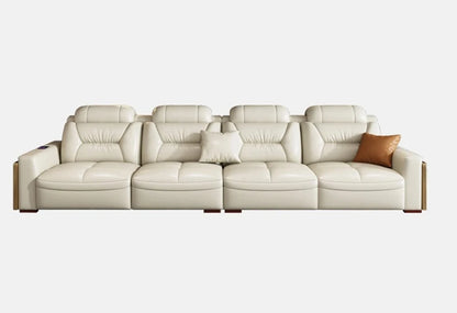 Premium  Italian Genuine Leather Sectional Sofa Sets Couch Sofas with USB and Bluetooth Speaker
