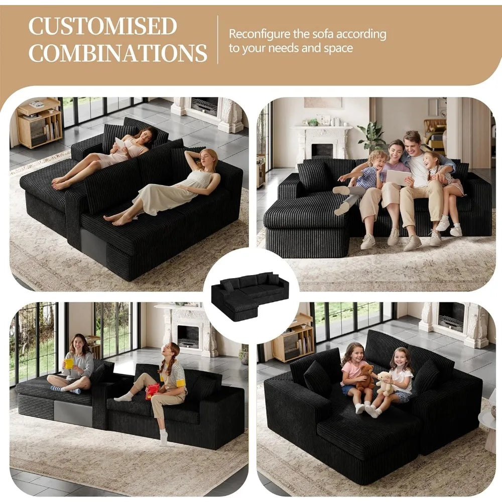 105 Boneless Couches for Living Room, Sectional Couches Modular Sofa with L-Shaped Chaise, Memory Foam Comfy Cloud Cou